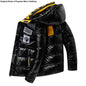 New Winter Men's down Jacket Thickened Short Bright Leather Fur Collar Warmth Anti-Cold Youth Short Stylish Polyester Fiber