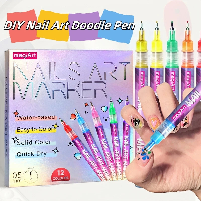 Nail Art Markers Customised Specialised Needle Tube Nail Art Pens Hand-Drawn Outline Pen Acrylic Paint Pen Set Acrylic Paintbrus