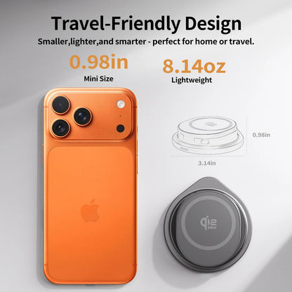 Protable 25W Metal Wireless Charger Qi2.2 Fast Charging Station Stand 360° Rotation for iPhone 17 16 15 14 Pro Max Watch Airpods