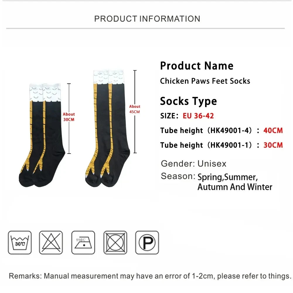 Men Funny 3D Chicken Socks Print Cartoon Cosplay High Flexibility Thigh High Sock Cotton Fashion Thin Toe Feet