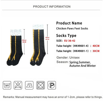 Men Funny 3D Chicken Socks Print Cartoon Cosplay High Flexibility Thigh High Sock Cotton Fashion Thin Toe Feet