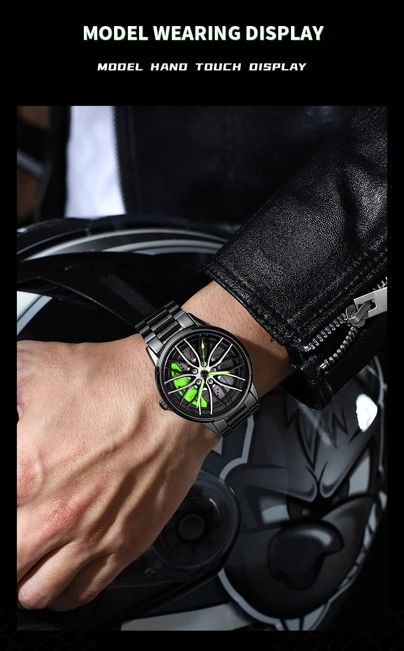 2024New Car Watch Rotating Dial Quartz Movement Stainless Steel VA AV VOOM Top Brand Sports Style Black Wrist Watch Reloj Hombre