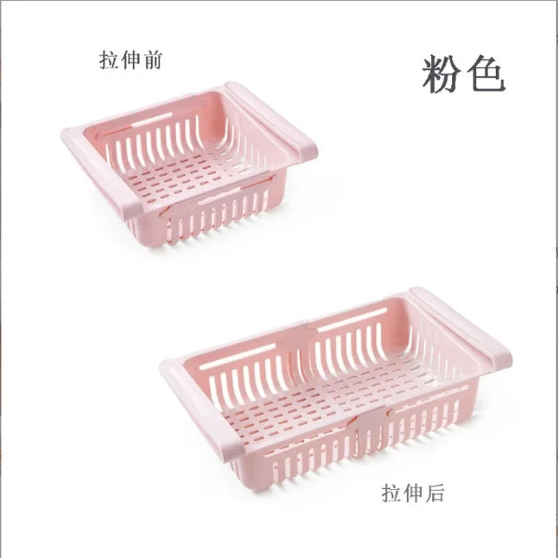 1Pc Refrigerator Storage Basket Flexible Expandable Fridge Organizer Drawer Storage Rack Storage Fresh Box Freezer Box Storage