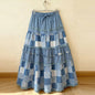 ZANZEA Oversized Long Skirts Women High Waist Print Patchwork Maxi Bottoms Casual Loose Elastic Waist Fashion Jupes Faldas Saia
