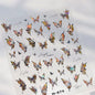 Shiny Jelly Butterfly Charming Golden Gradient Bowknot 5D Self Adhesive Nail Art Sticker Flower Petal Rhinestone Manicure Decals
