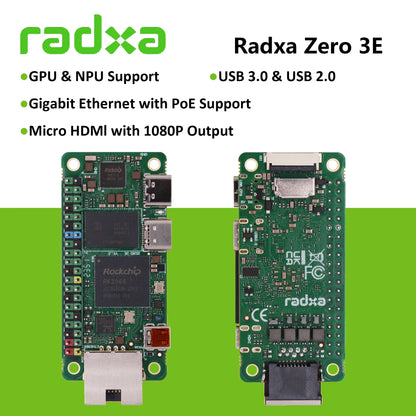 Radxa ZERO 3E Development Board RK3566 4-core CPU , GPU, NPU, HDMI with 1080P Output,  Gigabit Ethernet Kit Optional