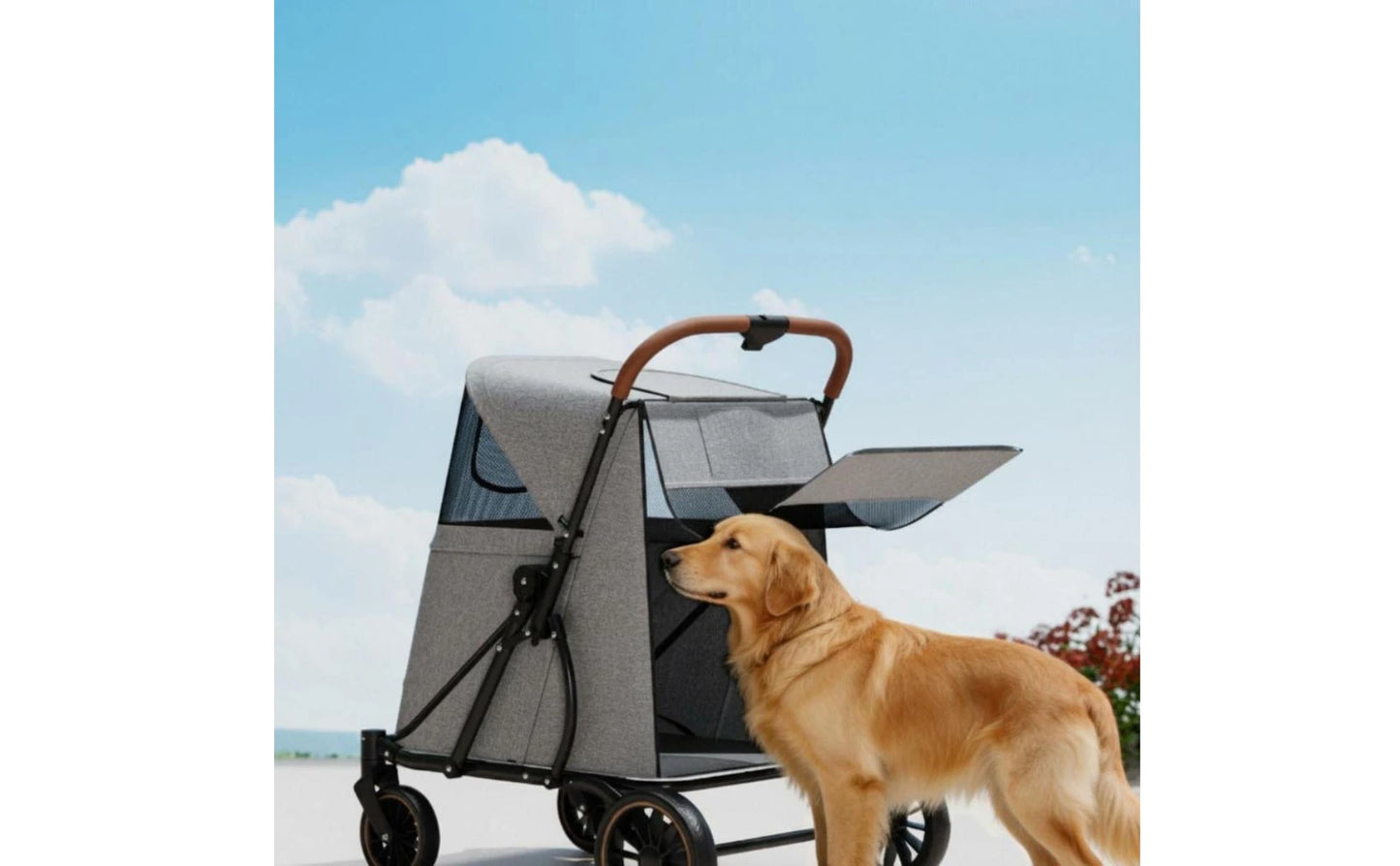 Large Dog Stroller Swivel Wheels Foldable Pet Stroller Pet Travel Enclosed for Other Pets, Outdoor Walking, Transport