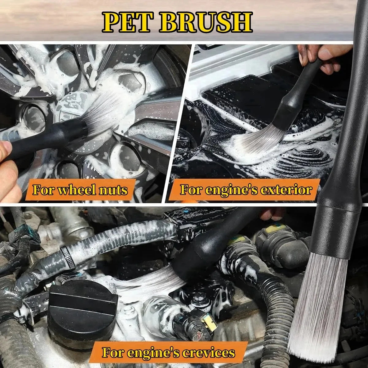 Car Detailing Brushes Kit Automotive Interior Dust Washing Brush Vehicle Microfiber Sweeping Brush Car Wheel Hole Cleaning Tools