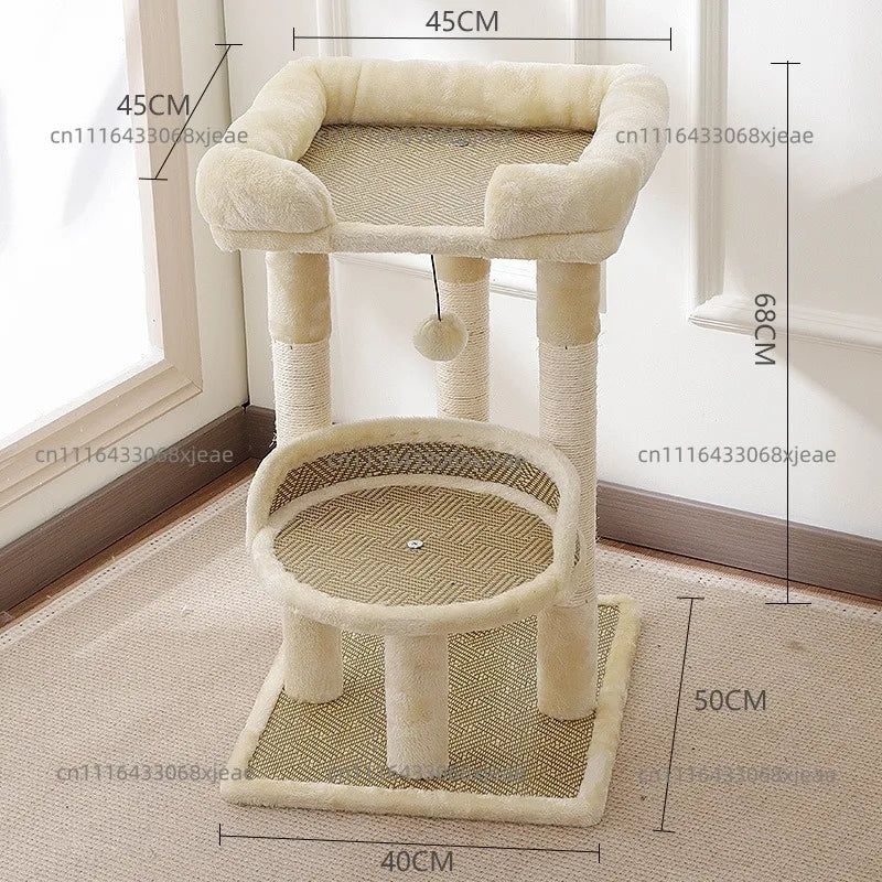 Grey Cat Tree Tower for Indoor Cats with Scratching Posts Big Hammock And Removable Top Perch 2 Styles Cat Activity Center
