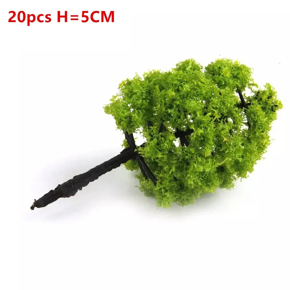 20/70pcs Plastic Model Train Artificial Miniature Tree Scenery Railroad Decoration Building Landscape Accessories Toys for Kids