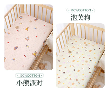 1pcs 130*70CM Breathable Cotton Fitted Crib Sheets for Baby Crib Mattress Cover Soft Bedding Set of Solid Color Infant Bed Sheet