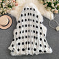 2026 Pleated Skirt Elastic Waist Polka Dot Fashion Printed Slim Pleated Skirt Women's Summer New Beach Vacation Mid-length Skirt