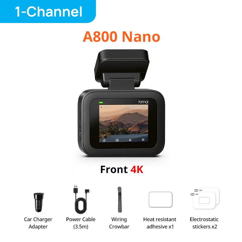 Global Version 70mai Dash Cam A800Nano 4K Image HDR GPS ADAS 24H Parking  70mai A800Nano True 4K Car DVR