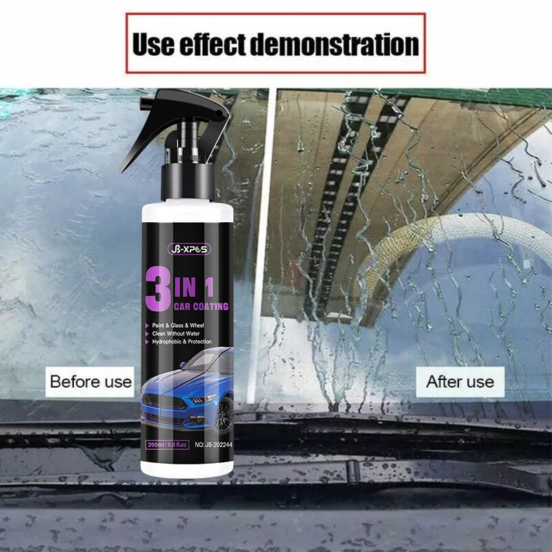 3 in 1 Car Ceramic Coating Nano Super Hydrophobic Protection Polishing Spraying Quick Coat Glass ,Wheel & Paint Care JB XPCS 44