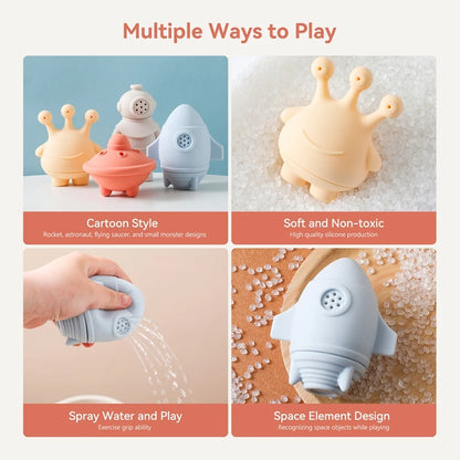 Baby Bath Toys Animal Silicone Cartoon Astronauts Play With Water Toys No BPA Swim Bathroom Baby Silicone Sprinkler Bathtub Toy