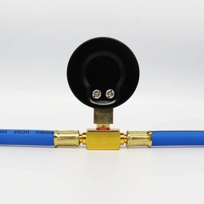 R134A Recharge Hose with Gauge, AC Can Tap Freon Charging Kit, 90° Low Side Quick Coupler for R134A R12 R22 A/C Refrigerant