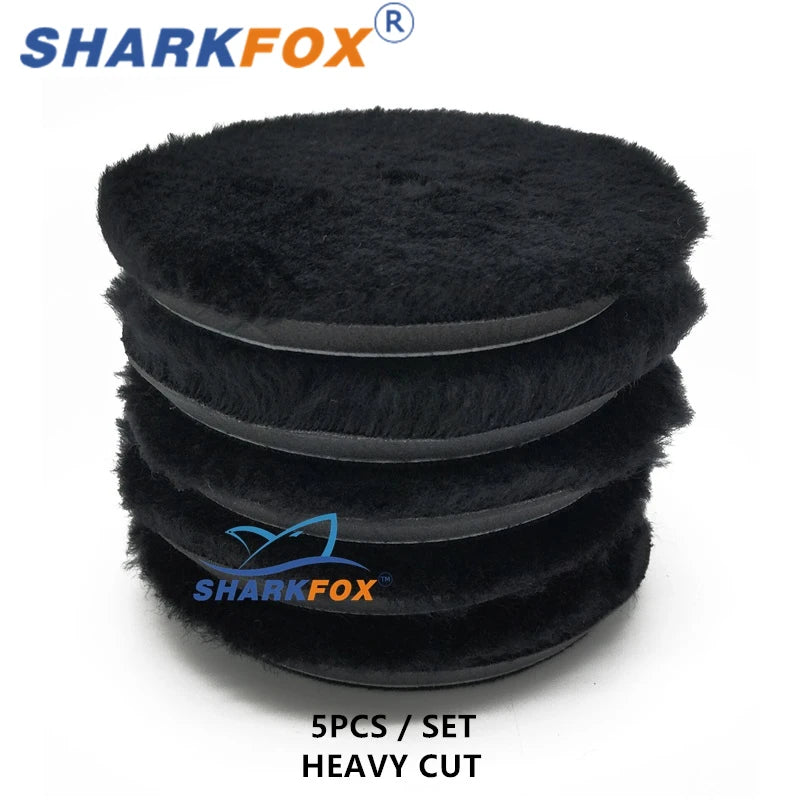 Sharkfox 5/6Inch Wool Car Polishing Pad High Density Lamb Woollen Polish Buffing Pad Wool Polishing Pad for Car Detail Polishing