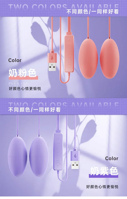10 Frequency Double Vagina Balls Vibrator USB Silent Strong Shake in Front and Back for Foreplay Adult Fun Female Masturbation