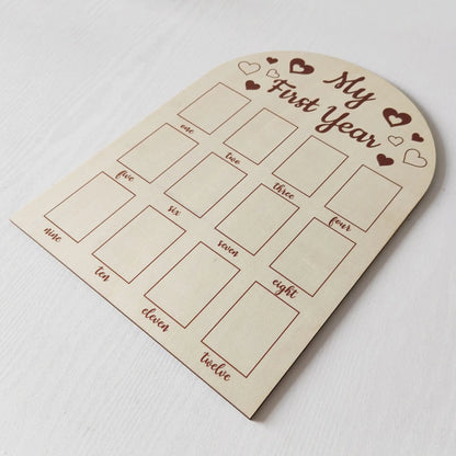 Wooden Baby Commemorative Photo Frame,monthly Calendar,photo Display Board,milestone Photo Frame for Newborns