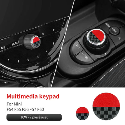 Central Control Volume Multimedia Button Knob Sticker for MINI Cooper F55 F56 F57 F60 Countryman Leather Car Interior Styling