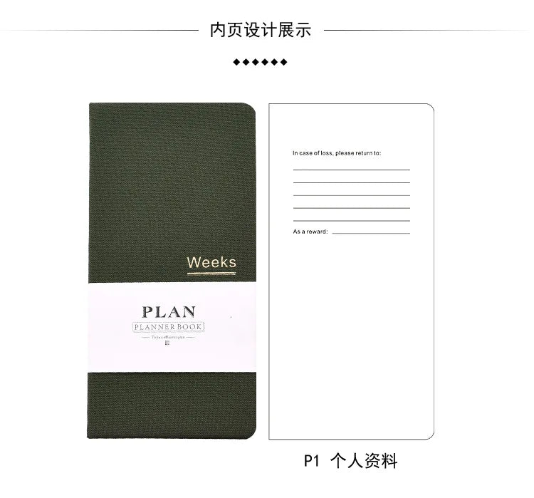 Undated Weekly Fabric A6 Journal - Portable Pocket-Sized Planner for Notes, Goals & Daily Flow Linen Weeks Planning System