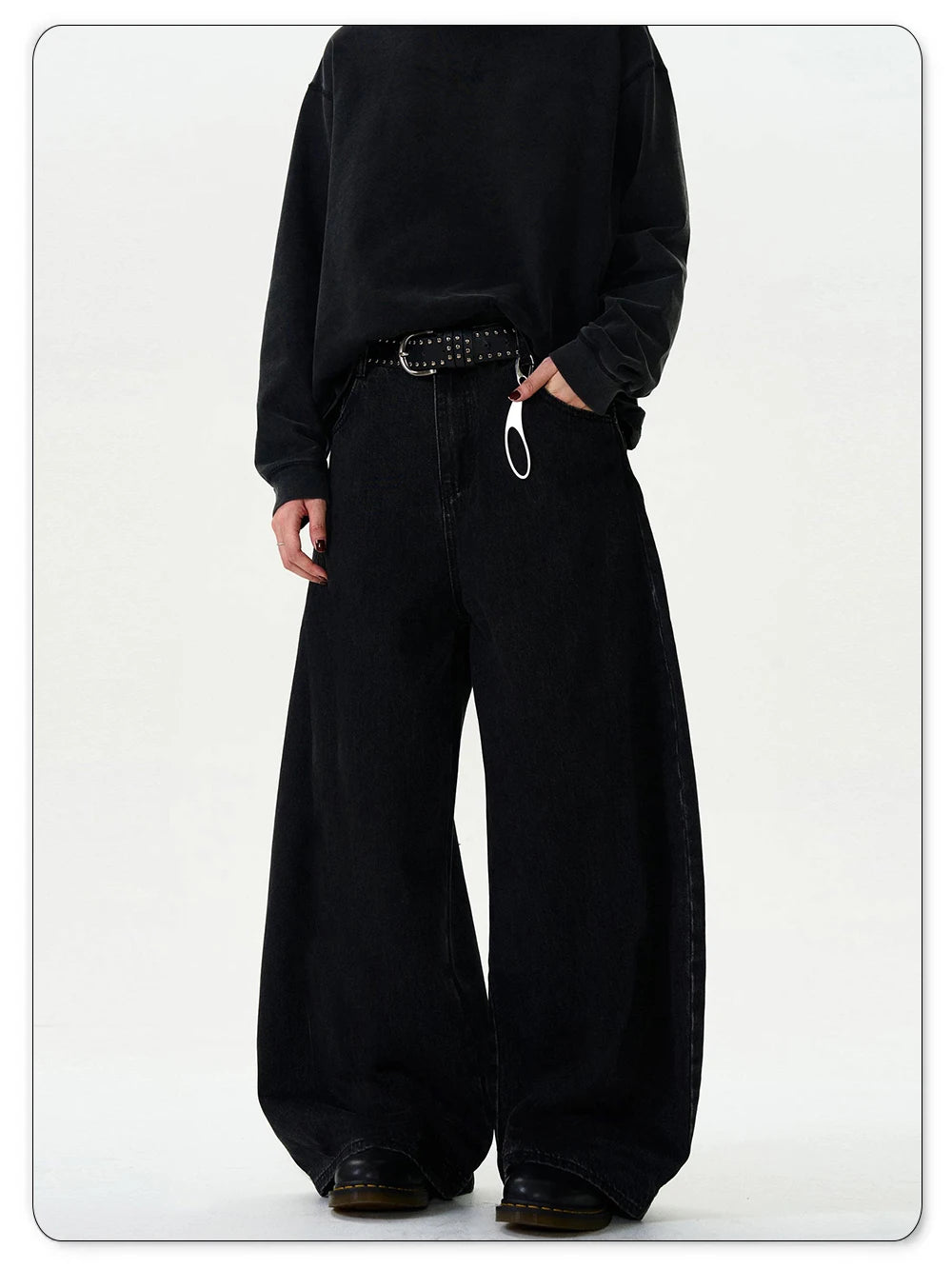 High Streets Spring Summer Men's Jeans American Baggy Wide Leg Curved Knife Denim Pants Loose Solid Color Male Trendy Trousers