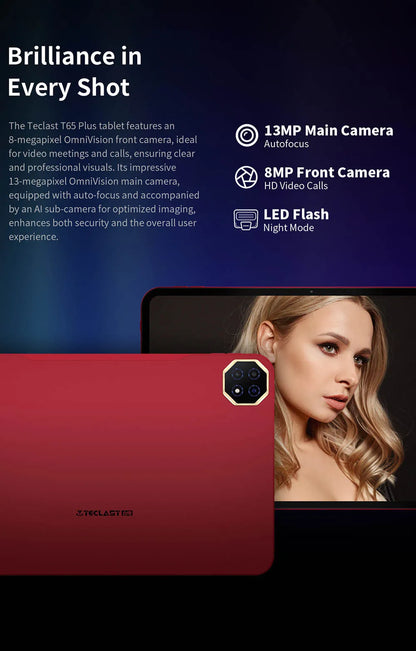 Teclast T65 Plus Tablet 13.4" 120Hz IPS Android 15 20GB RAM(8GB+12GB) 256GB ROM Helio G99 10000mAh 18W Fast Charging GPS T65Plus