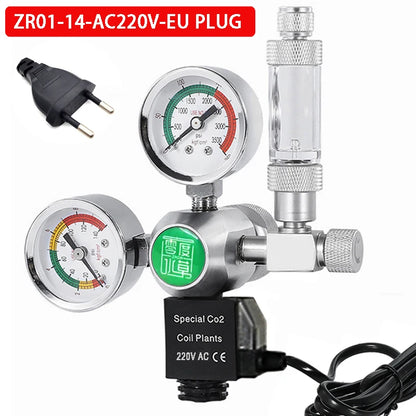 Aquarium DIY CO2 Regulator Solenoid Bubble Counter CO2 Control System Reaction Waterproof Fish Tank CO2 Pressure Reducing Valve