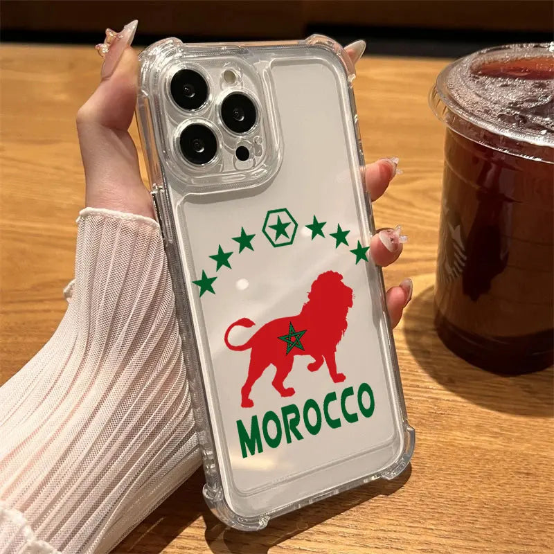 Morocco Flag Passport Coat Phone Case Clear For iPhone 17 16 14 15 11 12 13 Pro Max 16E 15 16 Plus 17 Air Soft Shockproof Cover