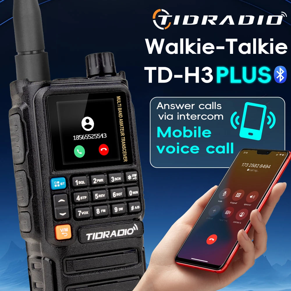 TIDRADIO H3 Plus Long Range Walkie Talkies Wireless Programming Air Band Long Range Tow Way Radio Frequency Copy Station