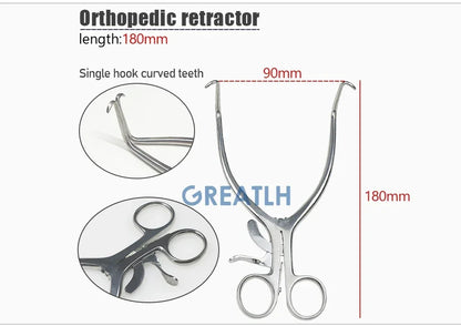 GREATLH Veterinary Instruments  Orthopedics Weitlaner Retractor Stainless Steel Self-Retaining Retractor pet