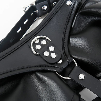 BDSM PU Leather Arm Restraint Straightjacket Bondage Slave Jacket for Women Men Adult Sex Toy Role Play Fetish Gear Tool