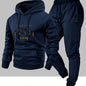 Men's Boston print hooded sweatshirt and sweatpants soft and comfortable thin velvet warm sweatpants set autumn and winter