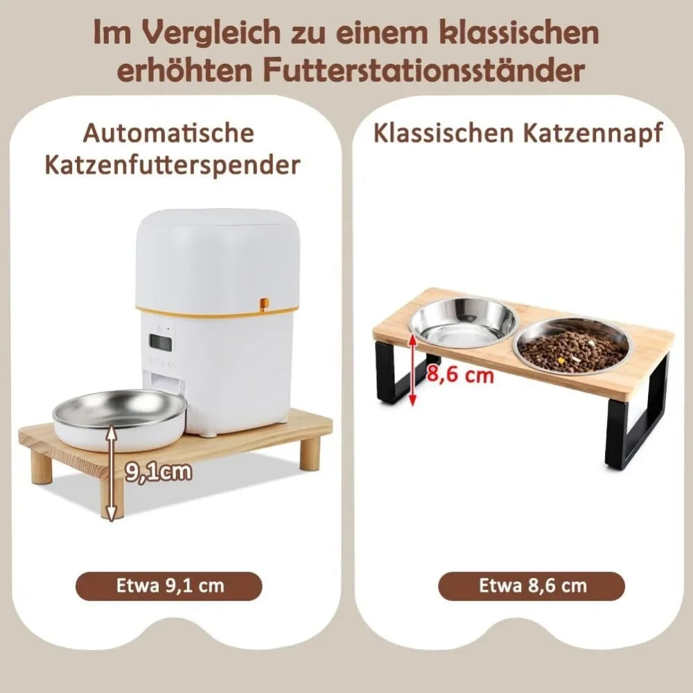 Cat Feeder with Raised, Non-slip, and Stable Base; Compatible with Automatic Feeders; Elevating Stand To Protect The Neck; Home Feeding Table with Non-slip Mat.
