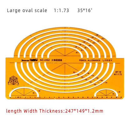 Geometric Drawing Template Set With Measuring Ruler - Yellow Transparent Plastic Tools+Bonus PE Zipper Bag - For Architecture