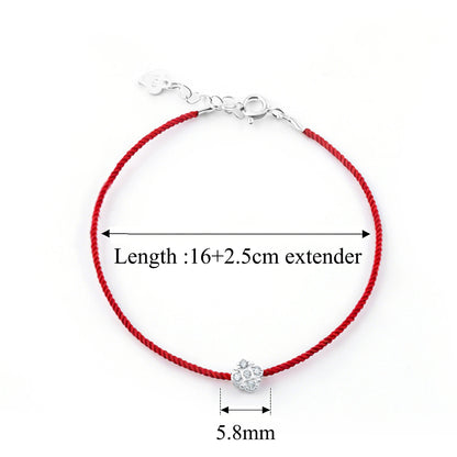 La Monada Red Thread For Hand Women's 925 Sterling Silver Bracelets Square Zircon Red String Rope Jewelry Bracelets For Women