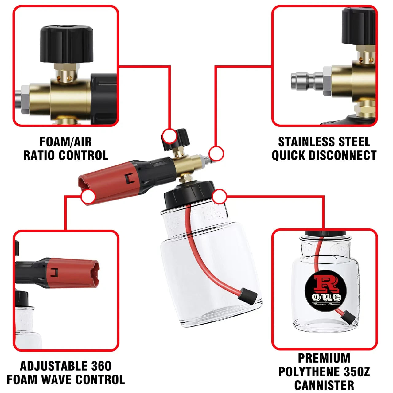 KAIKARAI High-Pressure Cleaning Gun Black-red Foam Watering Can Simple Car Washing Tools Outdoor Garden Washing Machine Bubbler