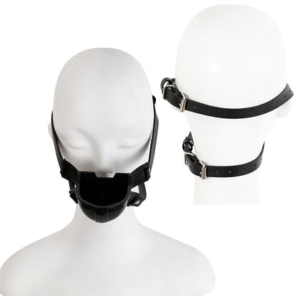 Fetish Toilet Funnel Open Mouth Gag Mask Hood PU Leather BDSM Funnel Oral Enema Drool Plug Gag Head Harness Bondage Adult Game