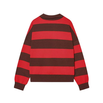 Sweater knitted Pullover Women's Spring 2026 New Fashion Striped Loose Polo neck Warm Women Sweater Chic Youth Holiday Pullover