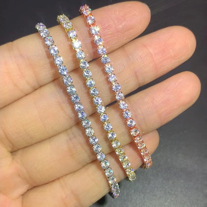 Fashion Multicolor Tennis Bracelet for Women 2.5/3/4/5mm Zirconia Charm Designer Tennis Chain Men Bracelet Wedding Jewelry KC128