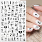Black and White Love Flowers Line Art 3D Stickers Nail Decals Nail Art Accessories Butterfly Rose Nail Stickers Nail Sliders