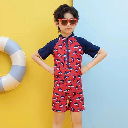 2-10T Summer Kids Boy Swimsuits Vacation Beach Pants Long sleeve Tops with Hat Toddler Sets Fashion Children Surfing Swim Suit