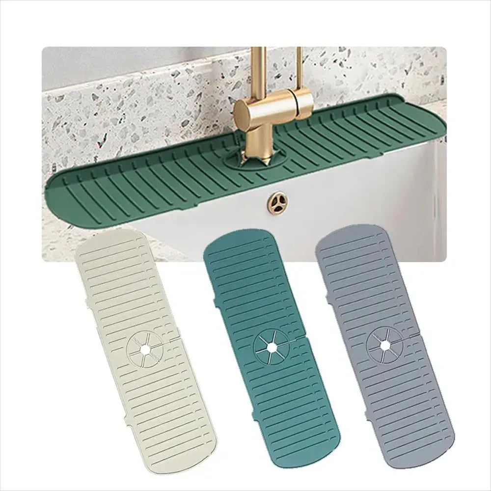 Silicone Tap Mat,Sink Splash Guard,Kitchen Tap Silicone Drain Mat, Silicone Tap Handle Drip Catcher Tray, Tap Mat for Kitchen