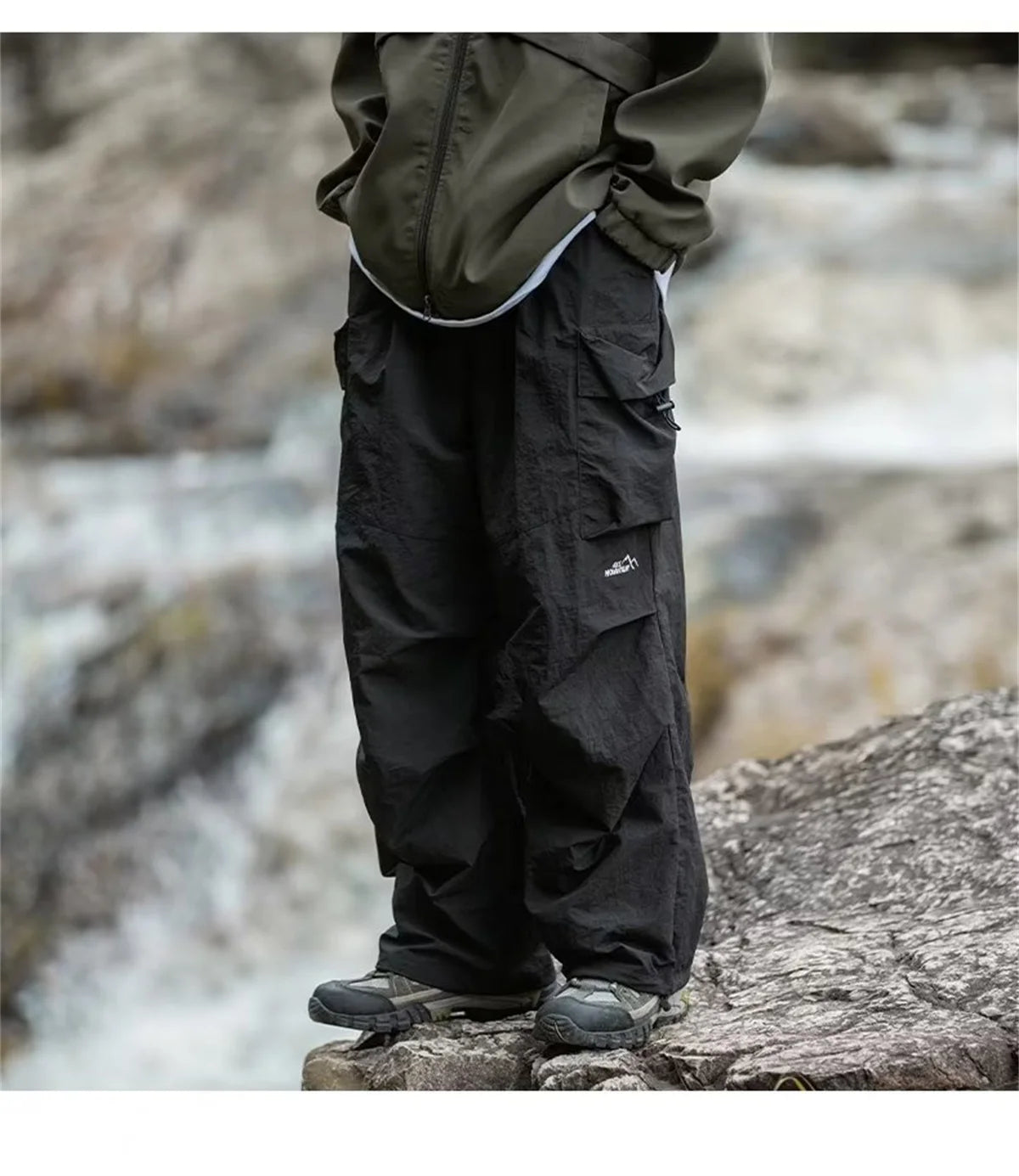 New Trendy New Men's Spring/Summer Breathable Outdoor Cargo Parachute Pants Leisure Hiking Mountaineering Water-resist Pants