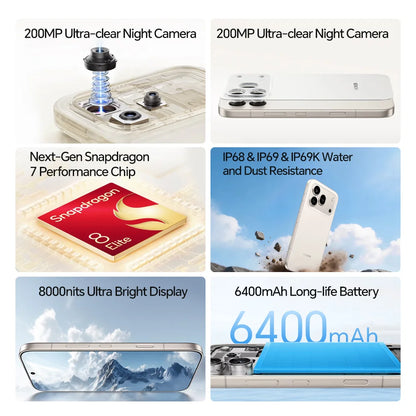 HONOR 600 Pro 5G Smartphone Snapdragon 8 Elite 200MP AI Ultra Night 6400mAh 80W Supercharge 50W Wireless 6.57"AMOLED AI Button