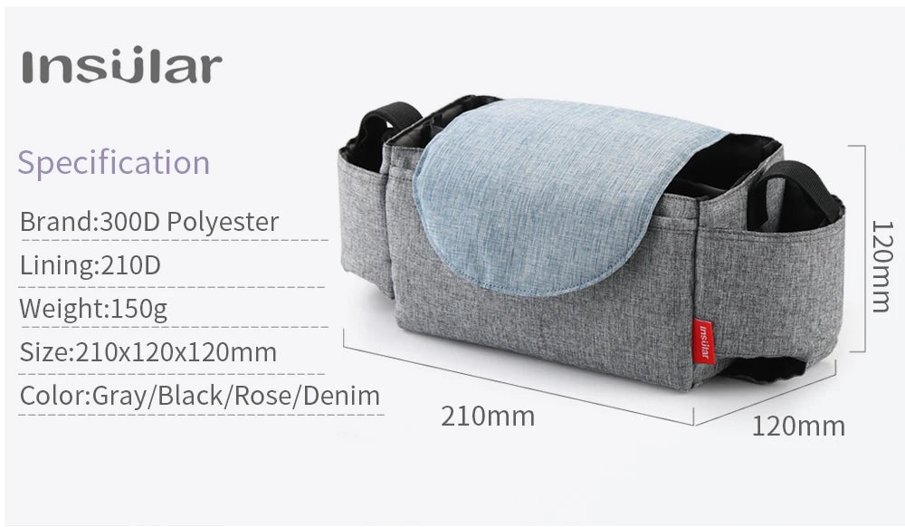 Baby Stroller Bag Pram Organizer Stroller Accessories Stroller Cup Holder Cover Trolley Organizer Pouch Travel Accessories