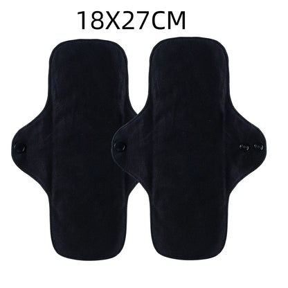 AI2 2PCS Black Pure Cotton Sanitary Pad Reusable Menstrual Pads Heavy Flow Women Menstrual Period Washable Sanitary Napkin