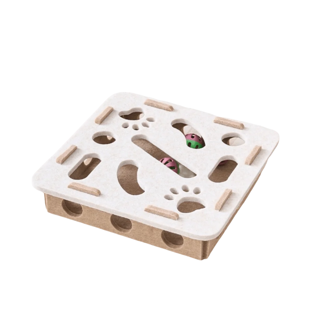 Cat Scratching Posts For Indoor Cat Puzzle Toy Felt Puzzle Box Cat Exercise Toy with Ball Kitten Interactive Indoor Exercise Toy