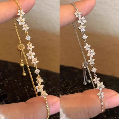 Zinc Alloy Bracelet Sparkling Zircon Flower Bracelet Handmade Bracelet Alloy For Daily Wear Fashion Accessory Party
