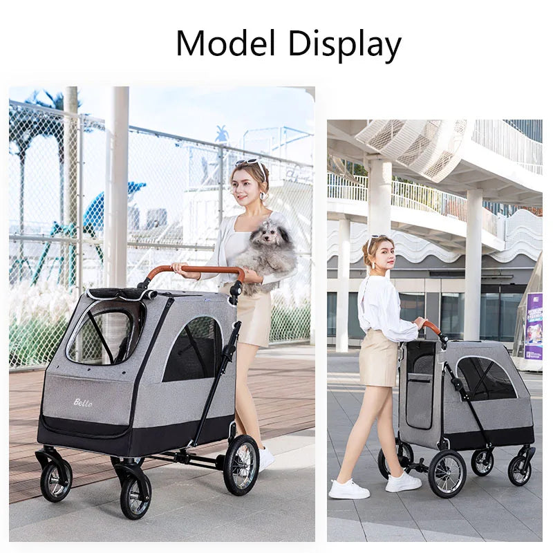 STLF(Ready to Ship) Manufacture Large Pet Stroller for Big Dog Safety Outdoor Walking Travel Foldable Trolley